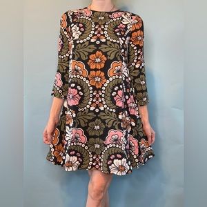 Retro Floral and Black Minidress